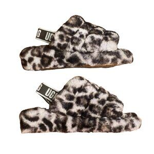 UGG Fluff Yeah Sheepskin Slides in Panther Print Size 7​​​​​
